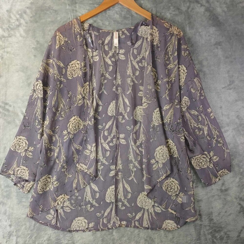 Xhilaration Women's Xs Soft Purple Floral Fairy Elegant Flowy Goddess Blouse